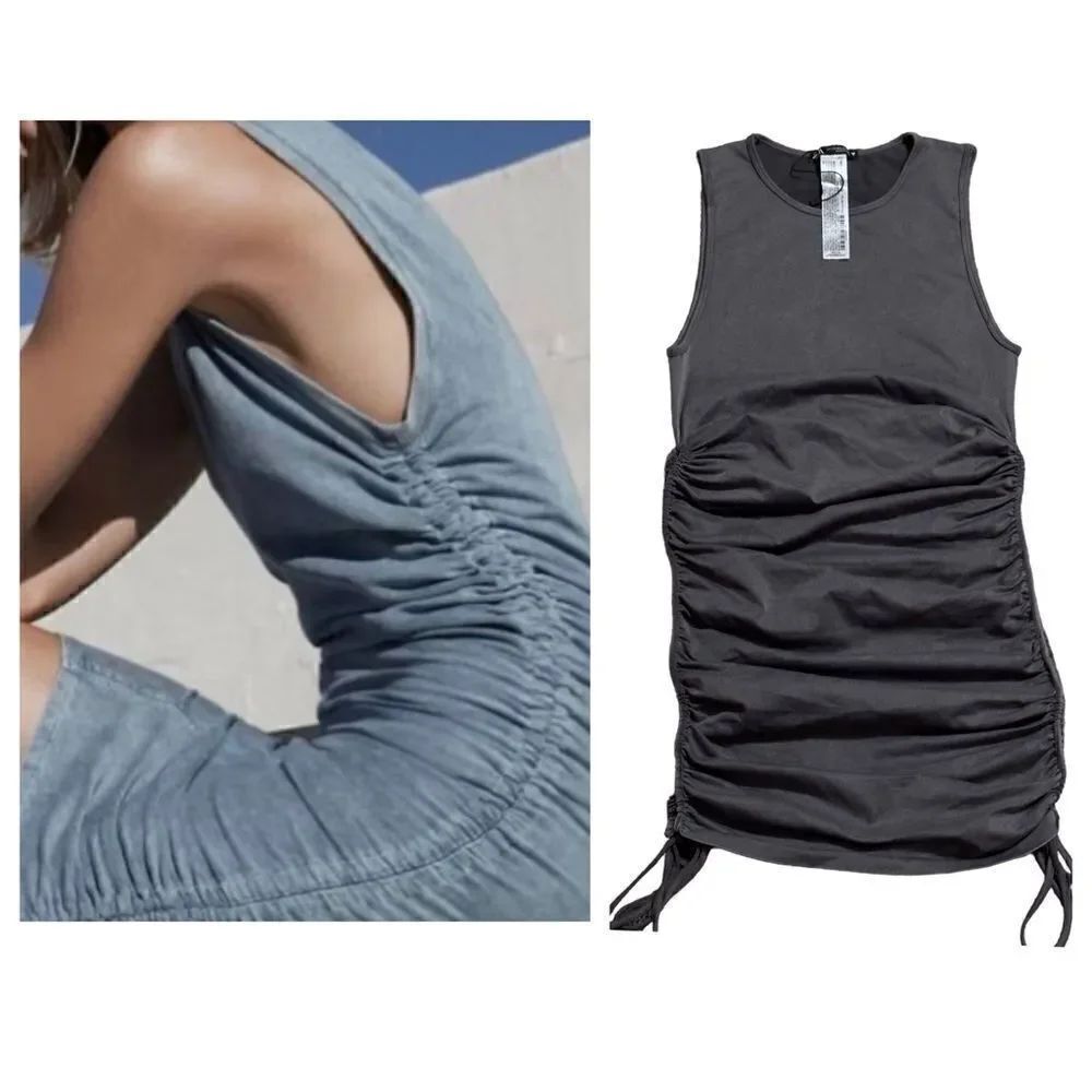 ZARA Ruched Bodycon Dress Size M-L NWOT